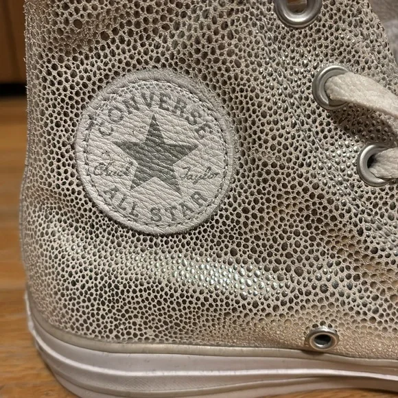 LIKE NEW! Converse Silver High-Top Sneakers - Picture 6 of 9